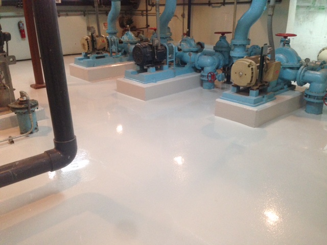 Epoxy Flooring Solutions for Mechanical Rooms 34 Industrial pump room with white epoxy flooring